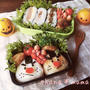 長男次男の遠足弁当♪おにぎりざむらいとおにぎらず♪