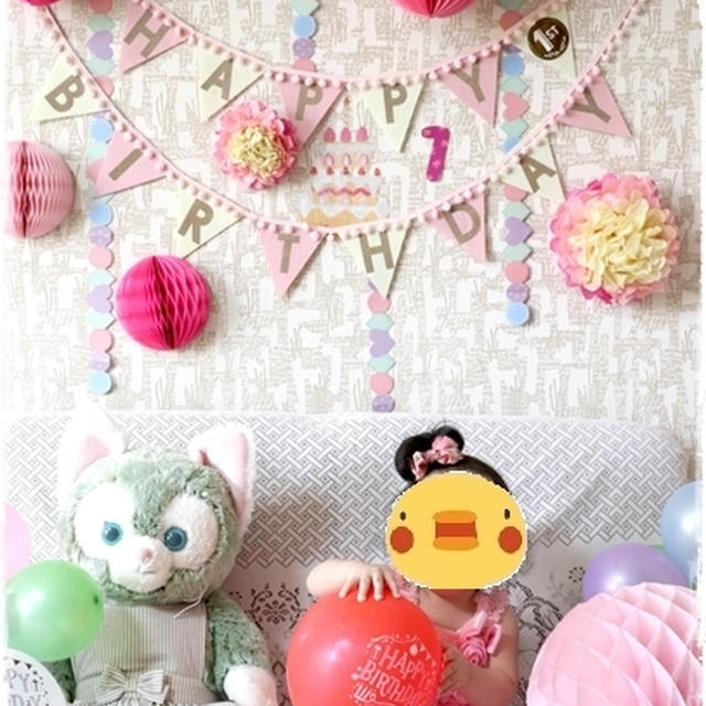 ■1歳お誕生日のベビーアート写真&『ワンワンうーたん』1歳デコプレート♪ (･∀･)ﾉ ■
