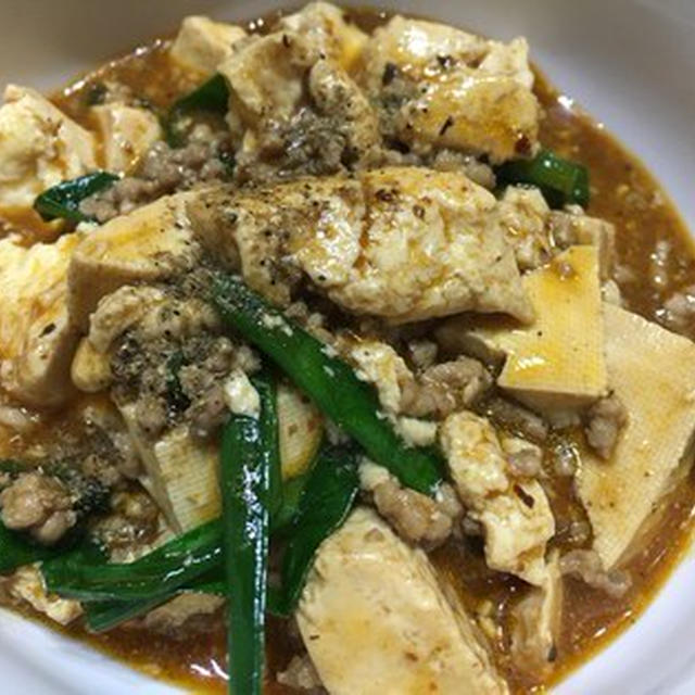 麻婆豆腐+椎茸の葱のスープ