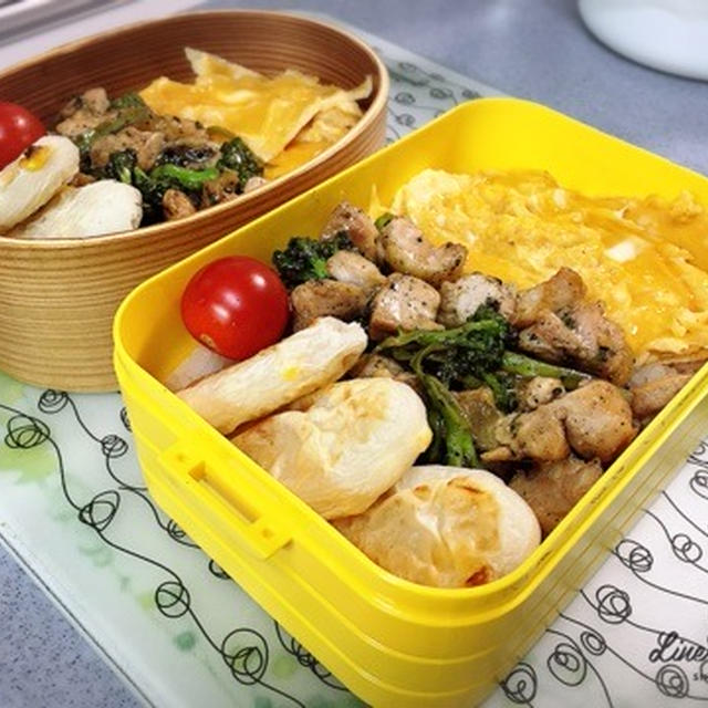 鶏ももとブロッコリーのネギ油炒め 黒胡麻和え