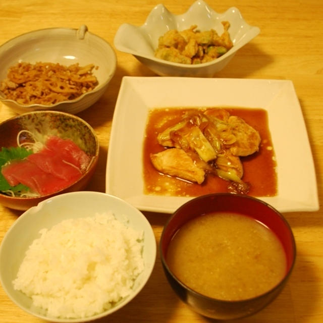 昨夜は蓮根と挽肉のバター醤油など～