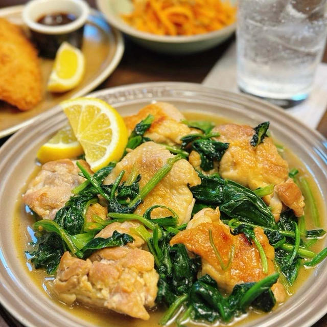 ご飯もお酒も止まらない！コク旨バター×ピリッと爽やか♪『鶏肉とほうれん草のわさバタソテー』