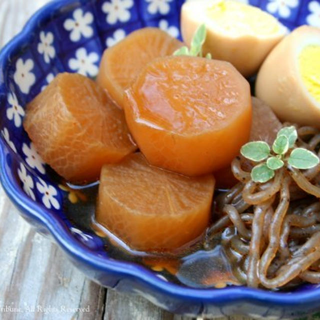 Daikon Radish and Boiled Egg Stew大根とゆで卵のピリ辛煮物
