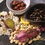 さつまいもご飯の豆プレート＆しじみの豆乳味噌汁