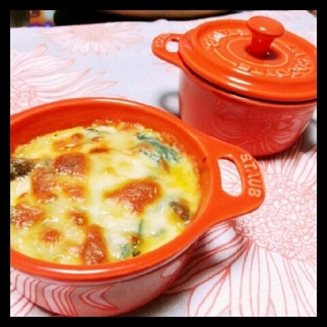 冷蔵庫掃除のアボカドトマトクリームグラタン風♡