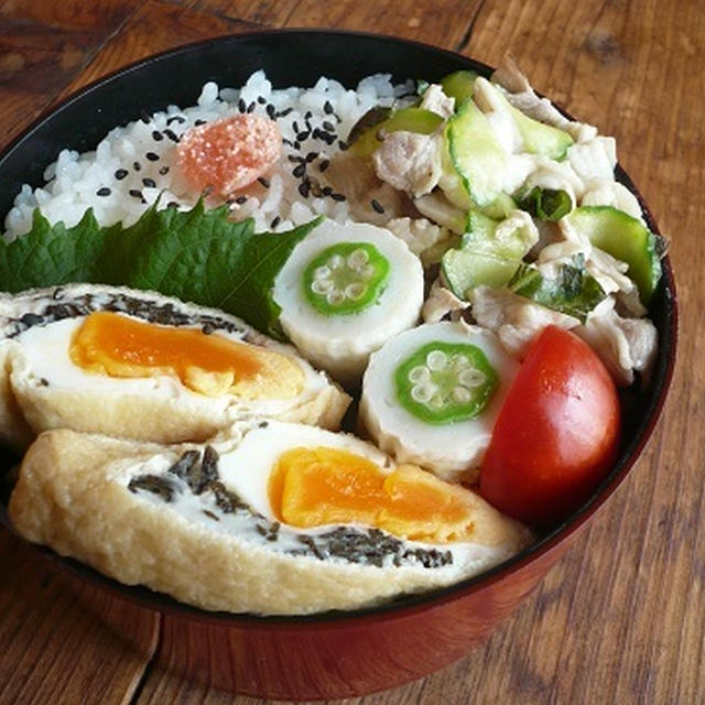卵とひじきの巾着煮弁当＆モントローさん♪