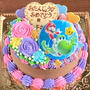 【お花で華やか】マリオ&ヨッシーのお誕生日ケーキ