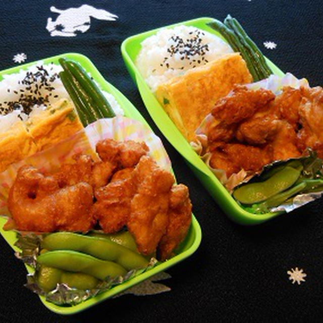６月１０日　唐揚げ弁当　大3＠長男　＆　高2＠ぴょんぴ