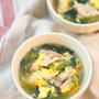１０分de最速食べるスープ♡豚バラが美味♡豚バラとほうれん草のかき玉ピリ辛スープ♡