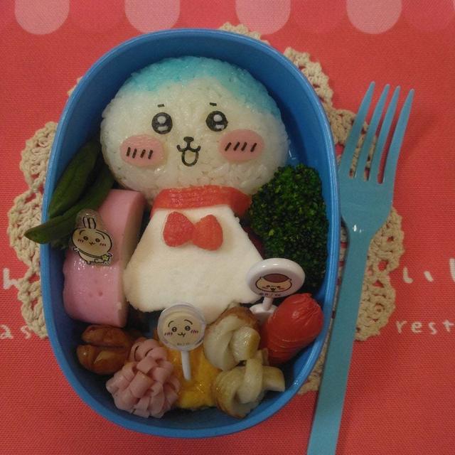 ハチワレてるてる坊主おにぎり弁当〖キャラ弁〗#平日お昼ご飯はお弁当or外食