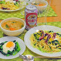４月５日　金曜日　ホタルイカと水菜のとろろスパゲティ（前日の晩ごはん）