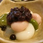 三色白玉みつ豆風　おひな様、やっと片付けました