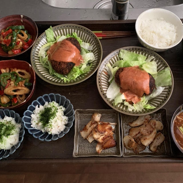 冷凍食品と速攻でパパっと作った晩ごはん。