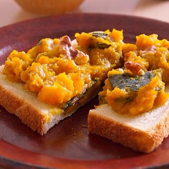 【じょうびさい】かぼちゃの煮物を使って、シナモンかぼちゃトースト