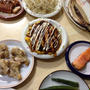 豚玉キャベツ・鮭の塩麹焼きで晩酌