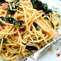 【レシピ】ほうれん草とタラコのスパゲティ(^^♪