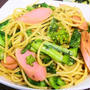 魚肉ソーセージと菜の花のペペロンチーノ｜レシピ・作り方