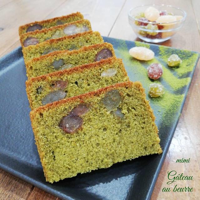 ゴロゴロ甘納豆の抹茶バターケーキ