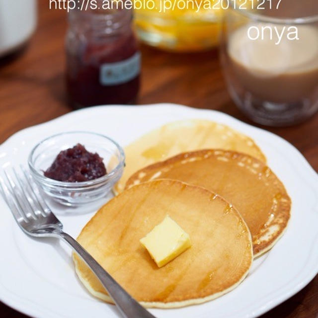 ホットプレートで保存版ハニーあずきパンケーキ♡