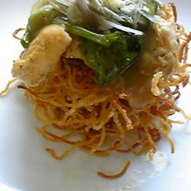 パリパリ麺☆空心菜あんかけ