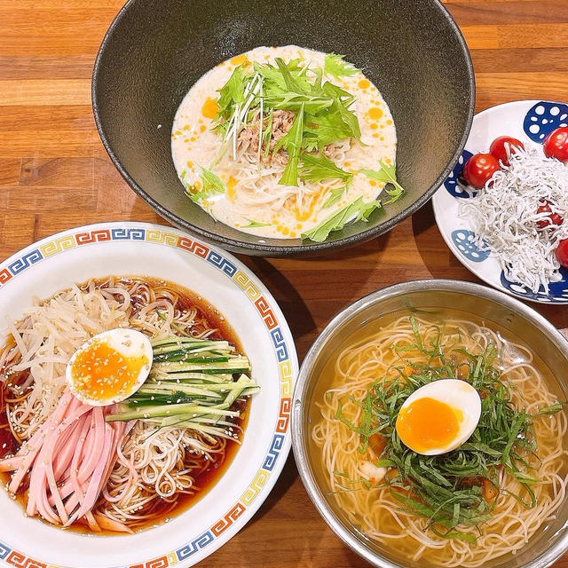 今夜はそうめん3種類です！！