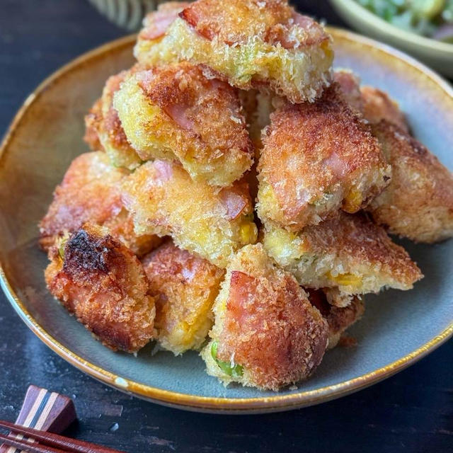 食べ応え満点☆鶏むね肉と冷凍豆腐のハムチーズチキンカツ