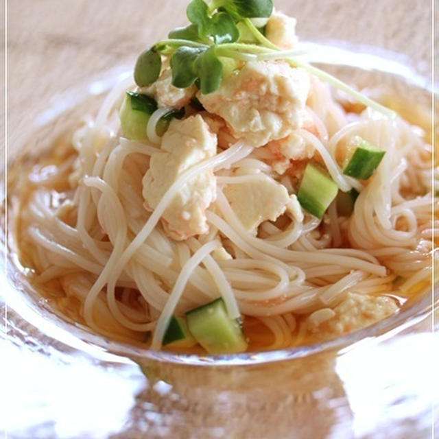 明太豆腐のぶっかけそうめん