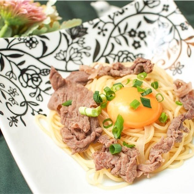 牛こま切れ肉だから美味しい！めんつゆで簡単すき焼き風パスタのレシピ