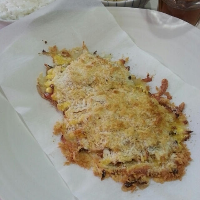 超簡単♡鮭としめじのパン粉焼き