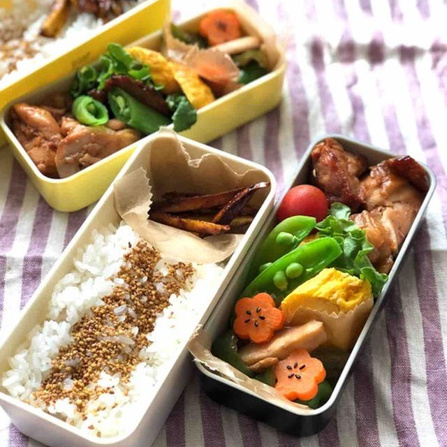 【 JKと夫2人分✳︎とり照り焼きお弁当 】