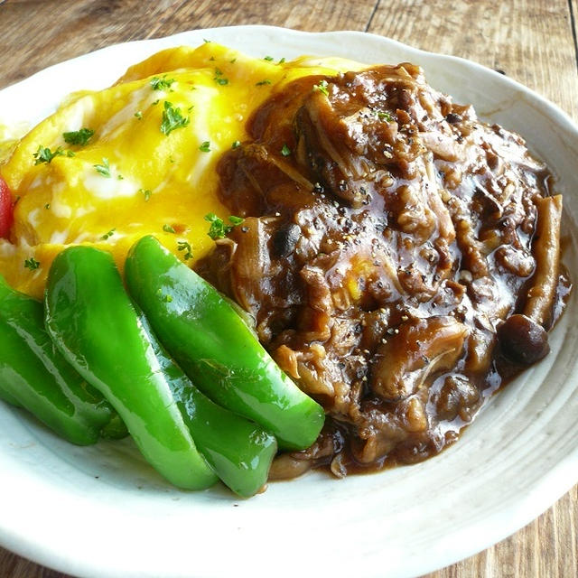 オムハヤシ＆カレーのチーズ焼き♪