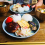 美味しく腸活！もち麦ハンバーグの簡単ワンプレート。