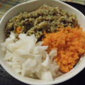 ◇高野豆腐と野菜のおみそそぼろ、と青幕さん3色丼