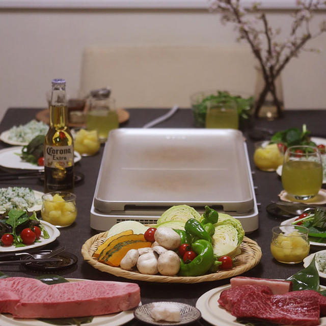 【献立】棚ボタお肉でホットプレートステーキ。～鯛で肉を釣る～