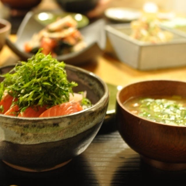まぐろ&サーモン丼の晩ごはんとつくれぽ