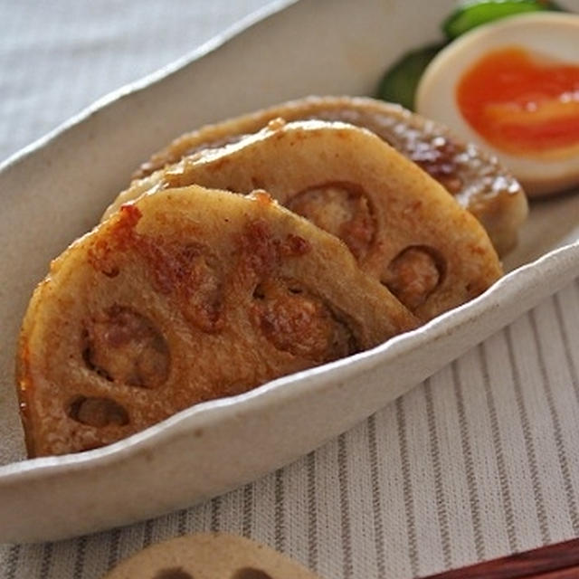 蓮根のひき肉はさみ焼き