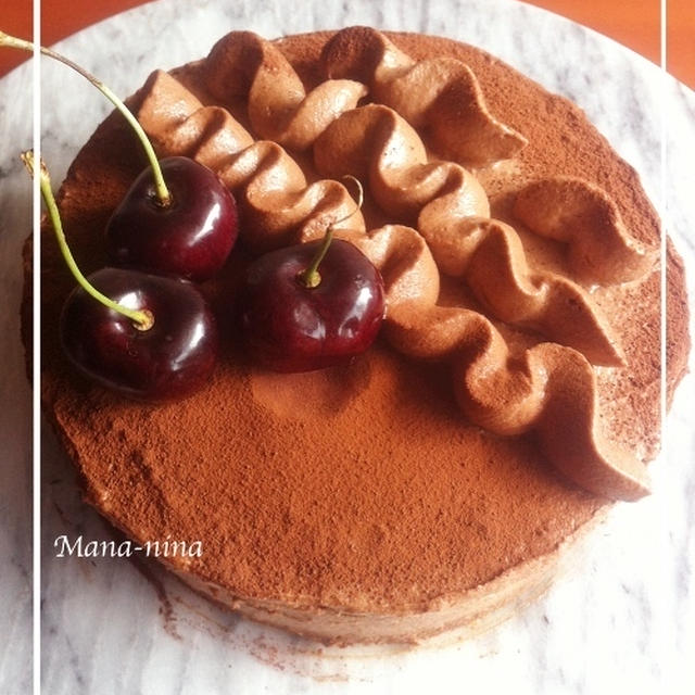 アメリカンチェリーのチョコレートムースケーキ♪