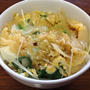 お昼に「水菜入り天玉丼」