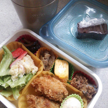 寝坊した為カキフライ弁当