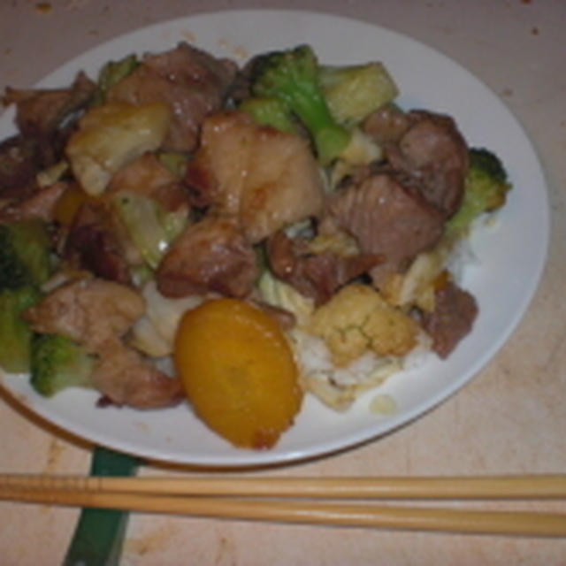 今日の夕食：豚丼もどき