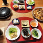 麻婆豆腐茄子きのこ、はんぺんチーズのバターしょうゆ焼、小鉢6品で晩酌