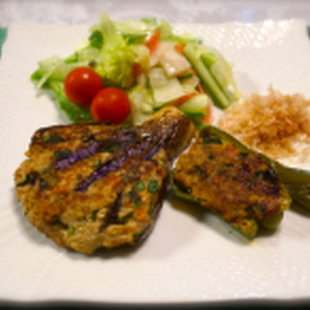 「茄子のニラ風味挽肉詰め」アレンジ