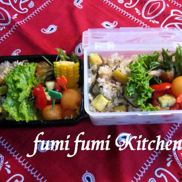 さつまいも塩昆布ご飯のお弁当