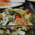 「蕪と海老の温野菜サラダ」とパスタ