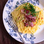 「鴨と卵とクリームとチーズのパスタ」