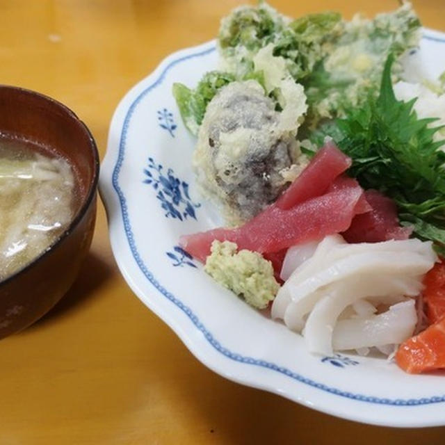 山菜天ぷら海鮮丼