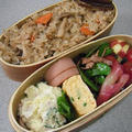 しめじご飯弁当。ポテトサラダ