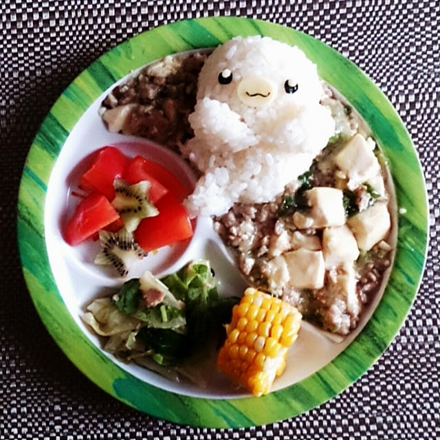 白イルカちゃんの白麻麻婆豆腐。