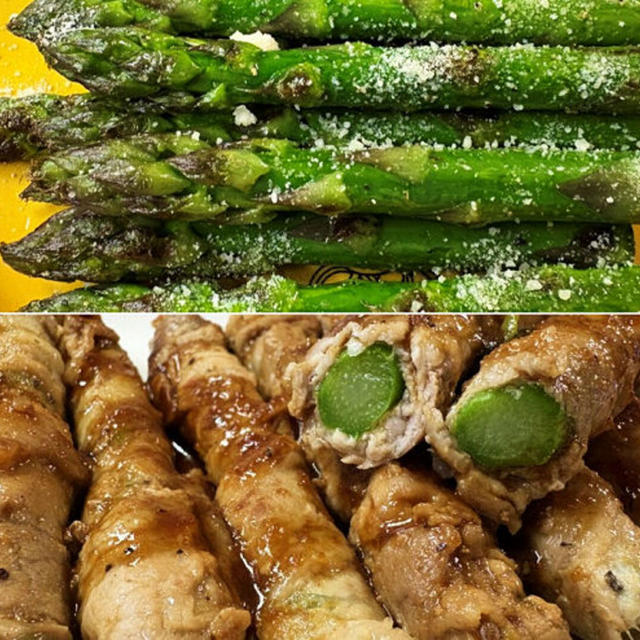 アスパラの豚肉巻き・オリーブオイル焼き＆庭のムシトリナデシコ♪