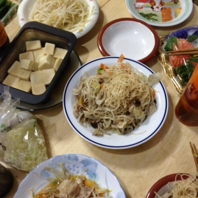 焼きビーフンで晩酌